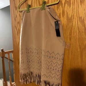 Isabel Hayley faux suede fringed and cutout skirt.